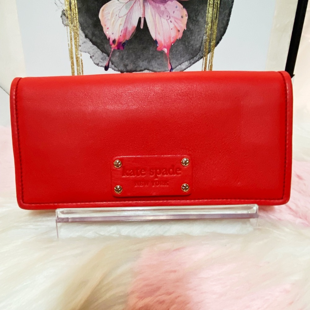 Kate Spade RARE Vintage Scarlet Red Leather Noel Snap Wallet